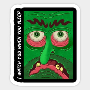 Green eyed under bed monster Sticker